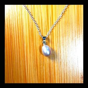 Pink Pearl Pendant with Sterling Silver Necklace